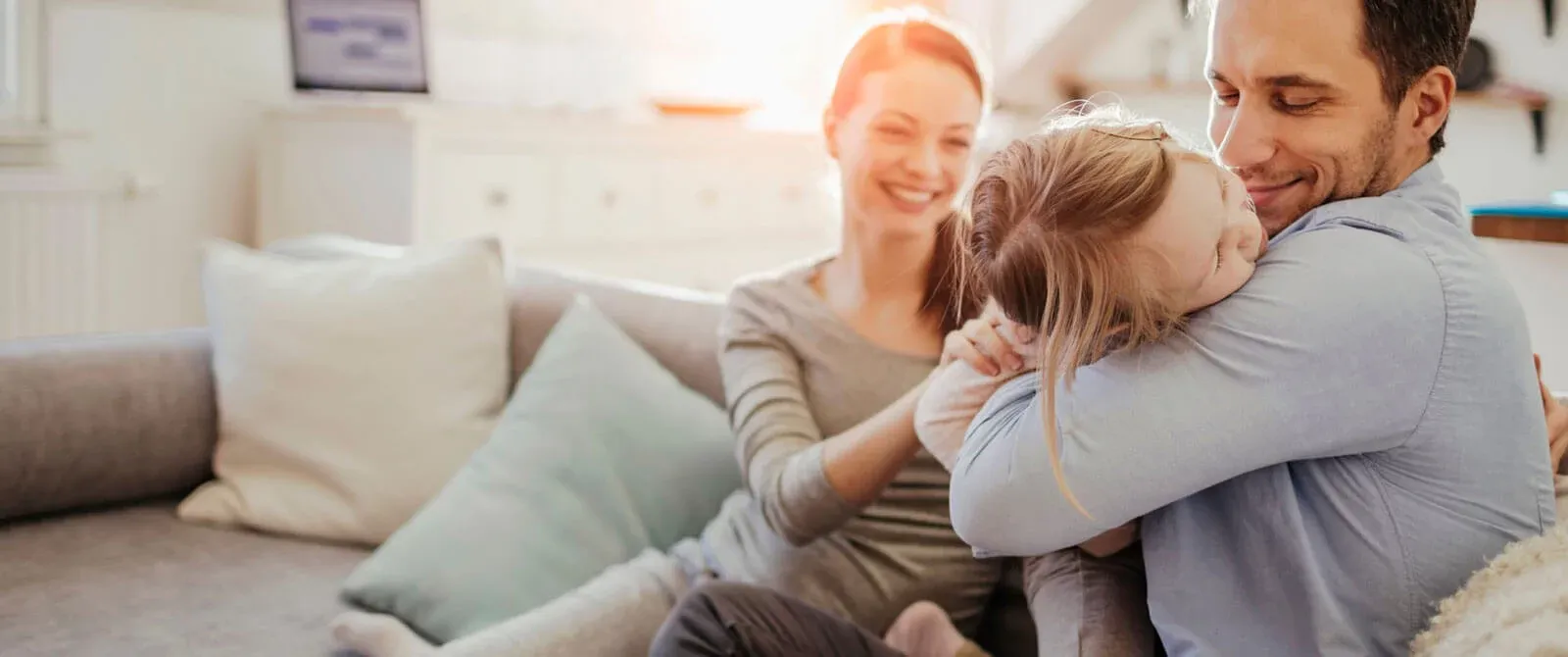 Family on couch